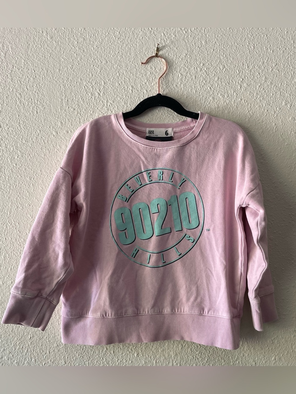 Beverly Hills 90210 Girls Sweatshirt Pink Graphic Crewneck Size 6 Kids